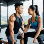 스포츠지도사 자격증 관련 커뮤니티 소개 - **Prompt:** A dynamic full-body shot of a professional Thai female sports trainer, mid-20s, with a f...