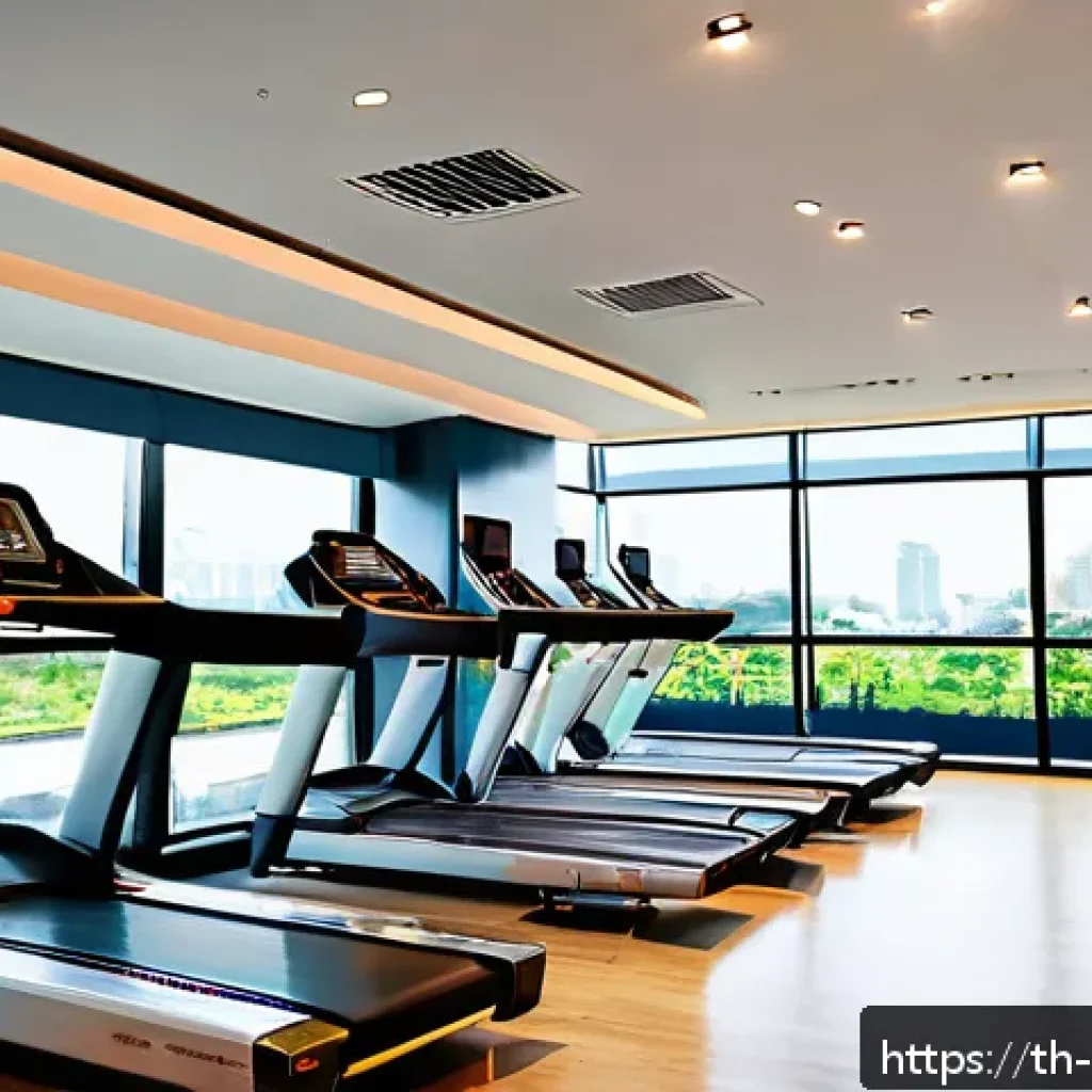스포츠지도사 자격증으로 스포츠 센터 창업 - A modern fitness gym interior in Bangkok, Thailand, located near a busy BTS Skytrain station in Sukh...