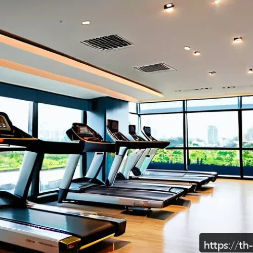 스포츠지도사 자격증으로 스포츠 센터 창업 - A modern fitness gym interior in Bangkok, Thailand, located near a busy BTS Skytrain station in Sukh...