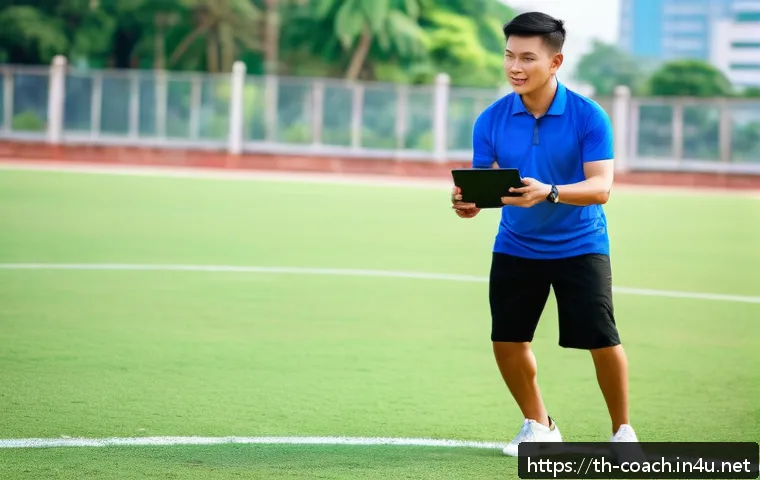 스포츠지도사 실기시험 합격률 분석 - A professional sports coach conducting a dynamic training session outdoors in a Thai local sports fi...